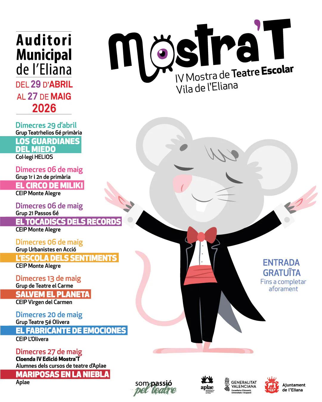 El teatro escolar toma L’Eliana con la IV Mostra’T durante todo un mes