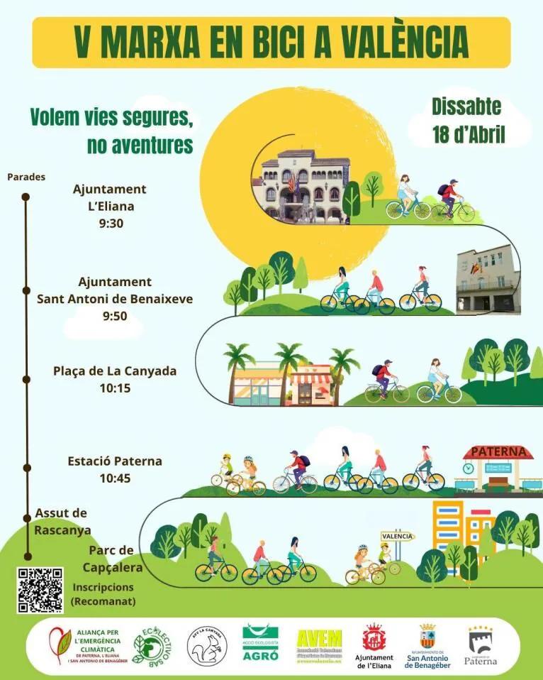 🚴 L’Eliana se suma a la V Marxa en Bici a València para reivindicar vías seguras